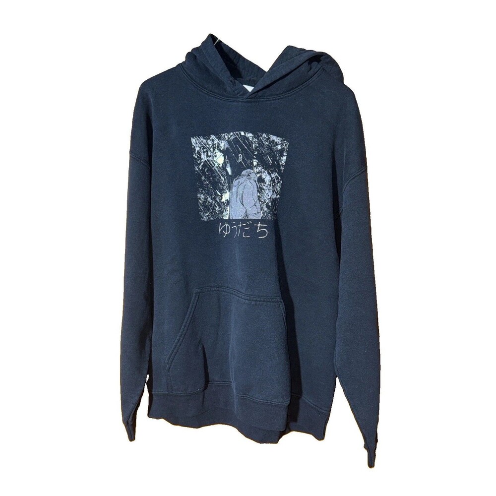 Mens Large  OMOCAT "Sudden Rain" anime-style graphic hoodie